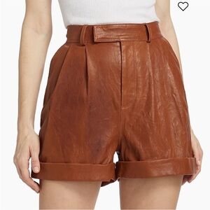 FRAME Wide Cuff Lamb Skin Leather Shorts
